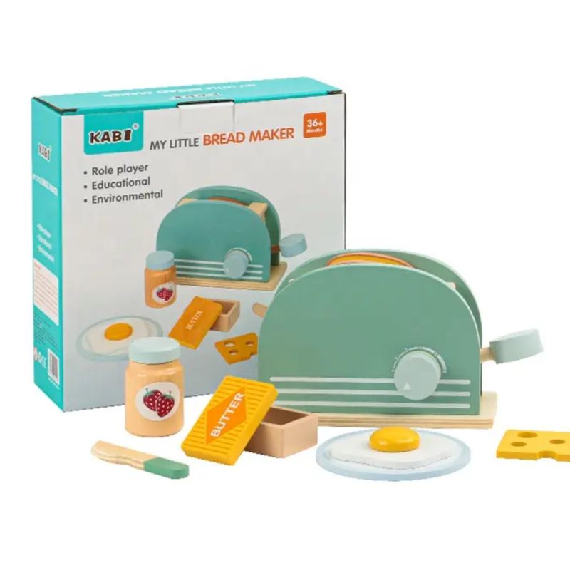 GENERICO - Tostadora de Juguete Madera con Accesorios