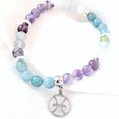 GENERICO - Pulsera Signo Piscis con dije de acero