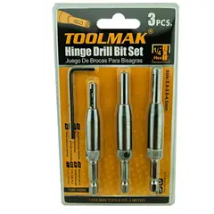 GENERICO - Brocas Autocentrantes Centradoras Bisagras Rieles 3 Pcs