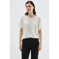 MA GRIFFE - Polera Manga Corta Crudo Mujer Magriffe