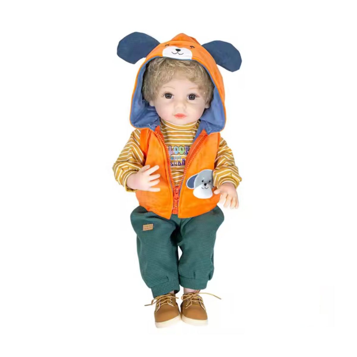 GENERICO - Juguete Muñeco Bebe Reborn Realista 55cm Silicona Chaleco Naranja