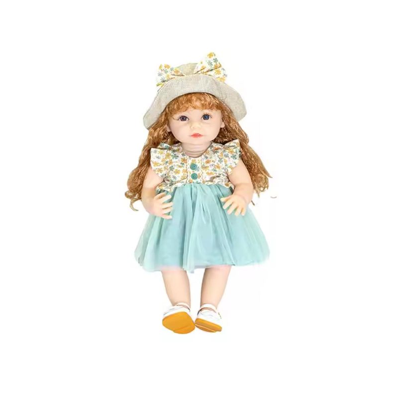 GENERICO - Juguete Muñeca Realista 55cm Silicona Vestido Azul Infantil
