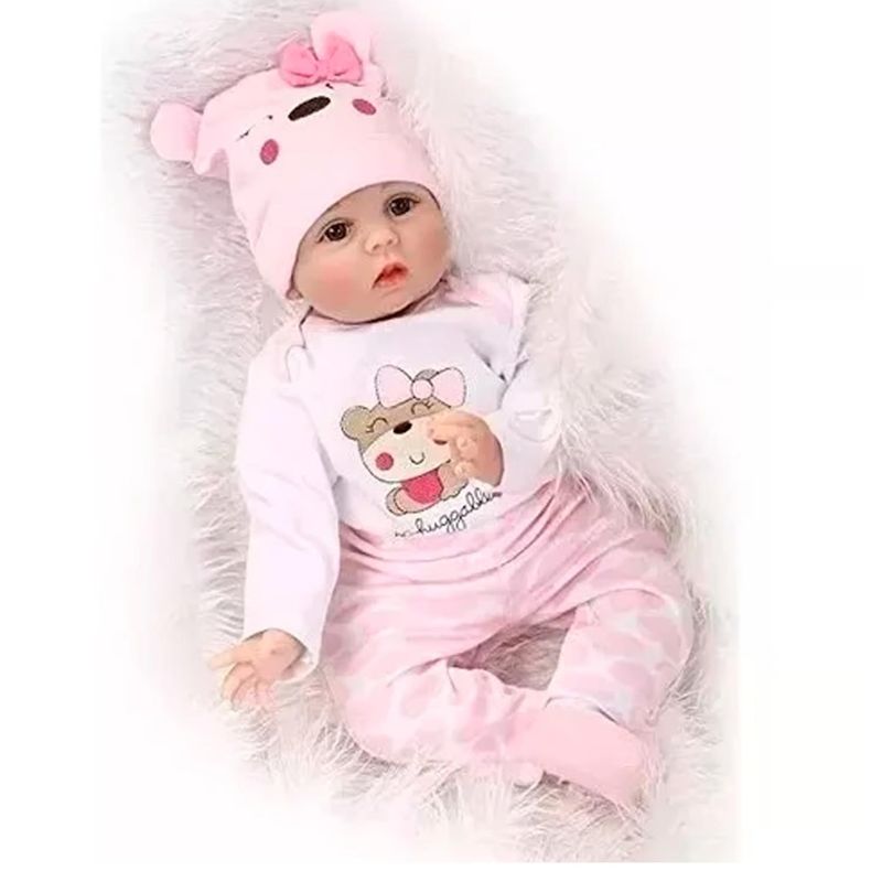GENERICO - Juguete Muñeca Realista 55cm Pijama Rosado Infantil