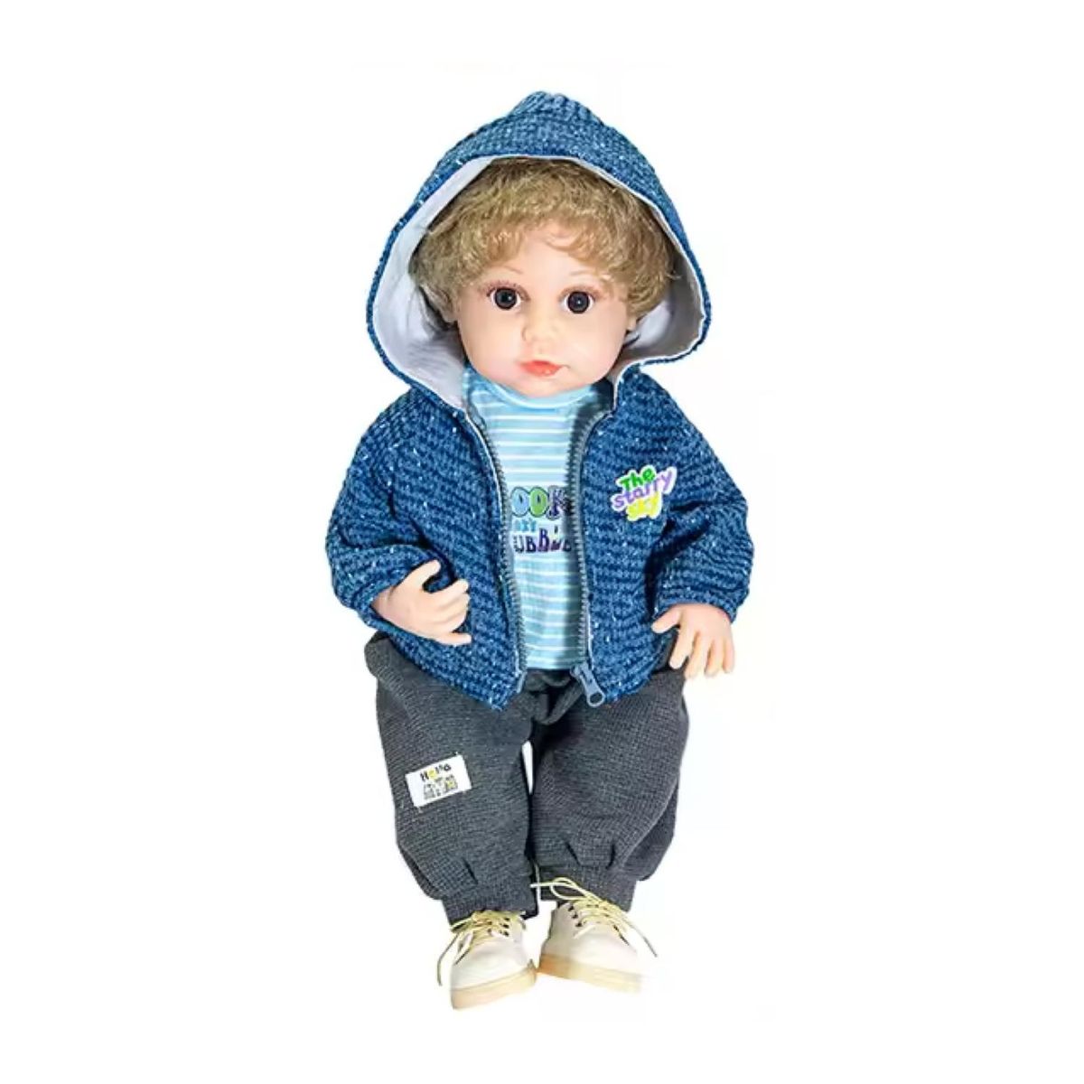 GENERICO - Juguete Muñeco Bebe Reborn Realista 55cm Silicona Chaleco Azul Infantil