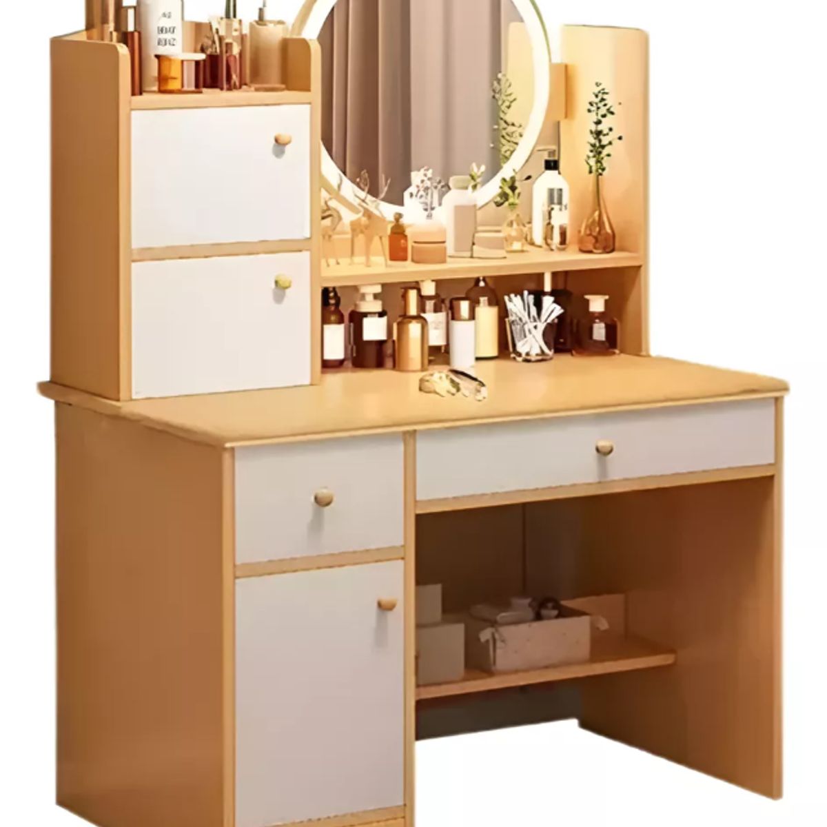 IDEEHOUSE - Tocador 5 cajones, espejo y luz led