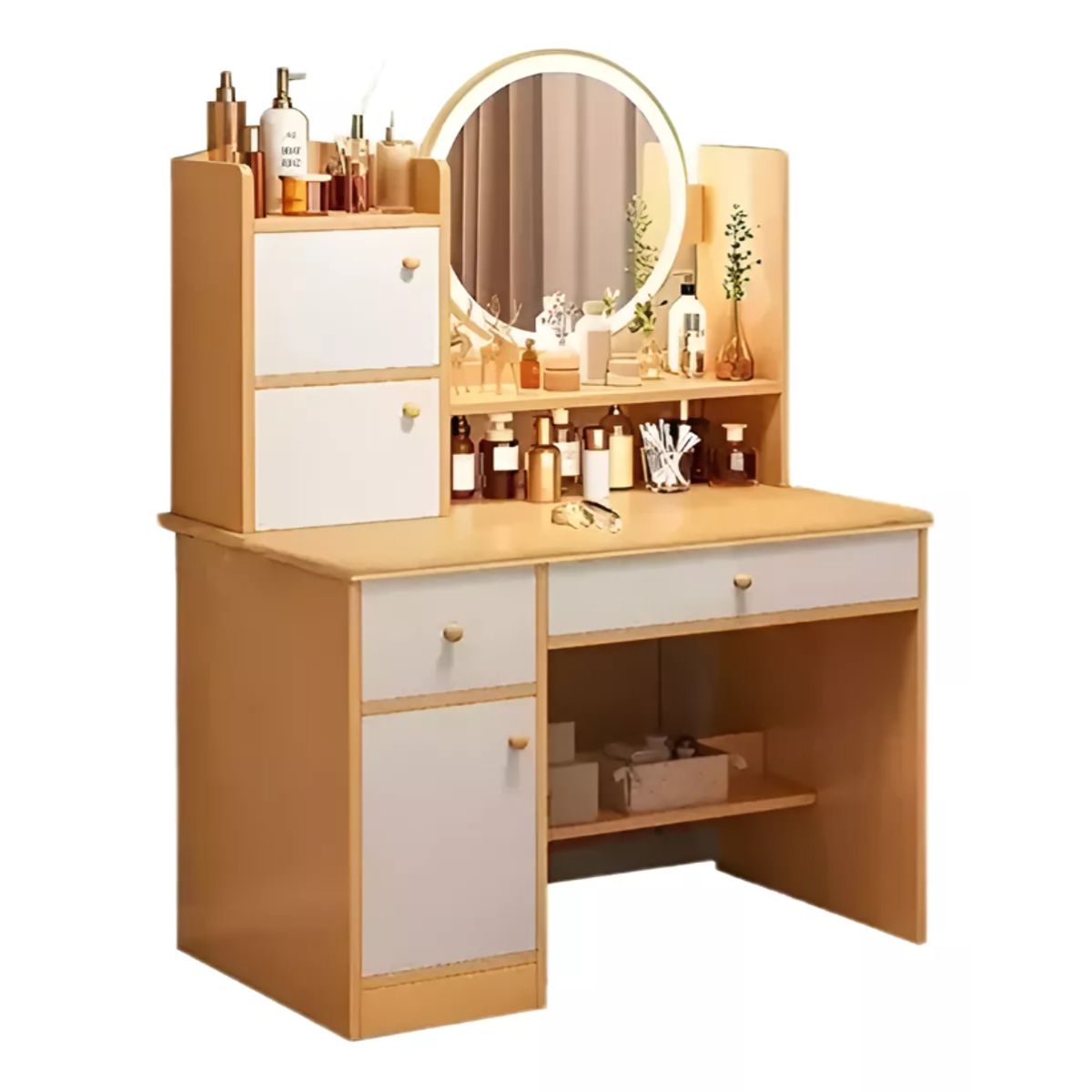 IDEEHOUSE - Tocador 5 cajones, espejo y luz led