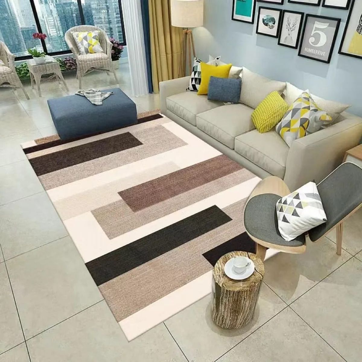 GENERICO - ALFOMBRA PARA LIVING ANTIDESLIZANTE CON DISEÑOS TRIDIMENCIONALES