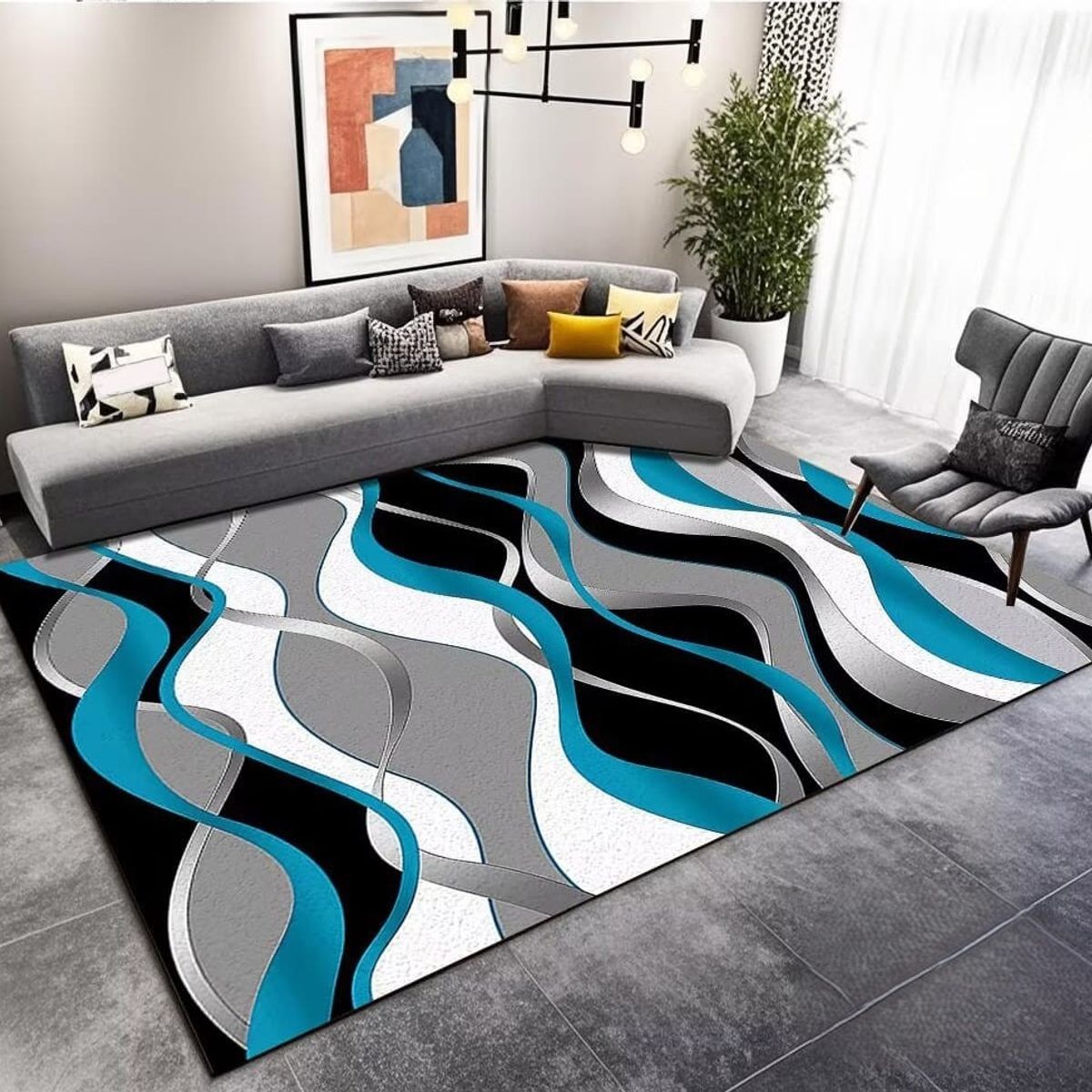 GENERICO - ALFOMBRA PARA LIVING ANTIDESLIZANTE CON DISEÑOS TRIDIMENCIONALES