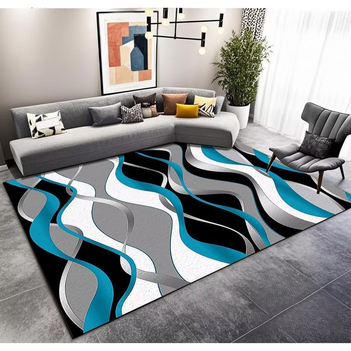 GENERICO - ALFOMBRA PARA LIVING ANTIDESLIZANTE CON DISEÑOS TRIDIMENCIONALES