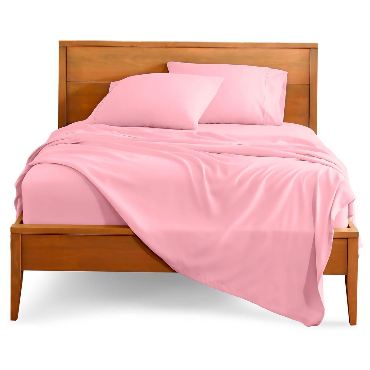 GENERICO - Juego de sabanas algodon 800 hilos Rosa Premium 2.5 Plazas + Fundas