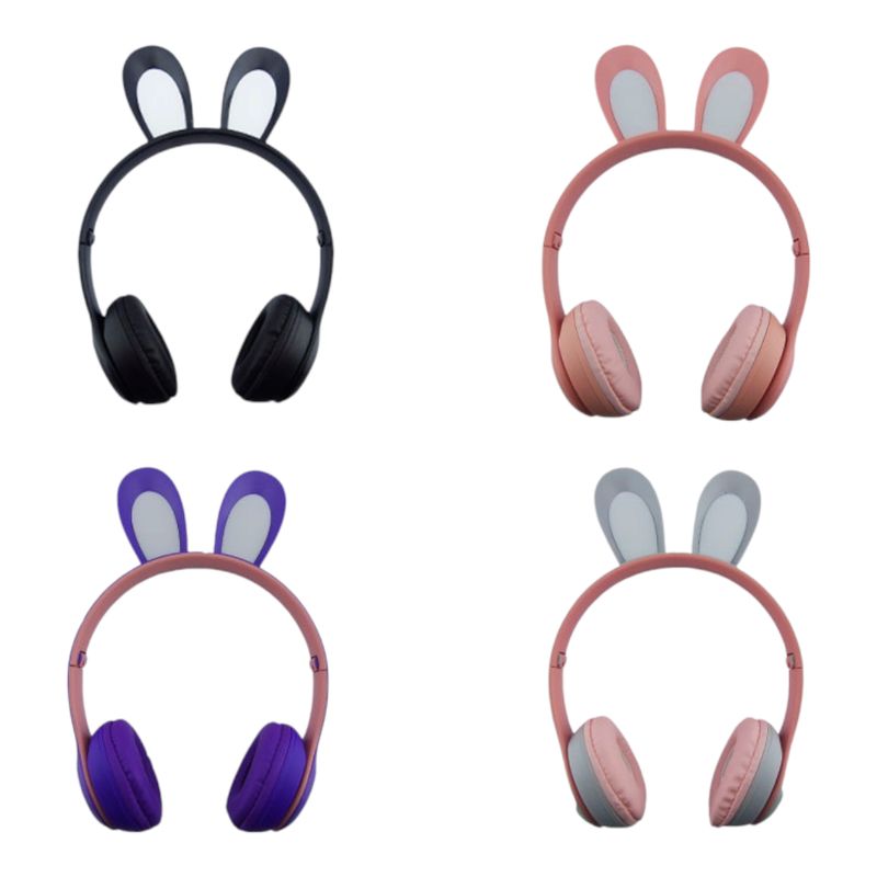 GENERICO - Audifonos Para Niños Bluetooth Con Orejas Con Luz Recargable morado