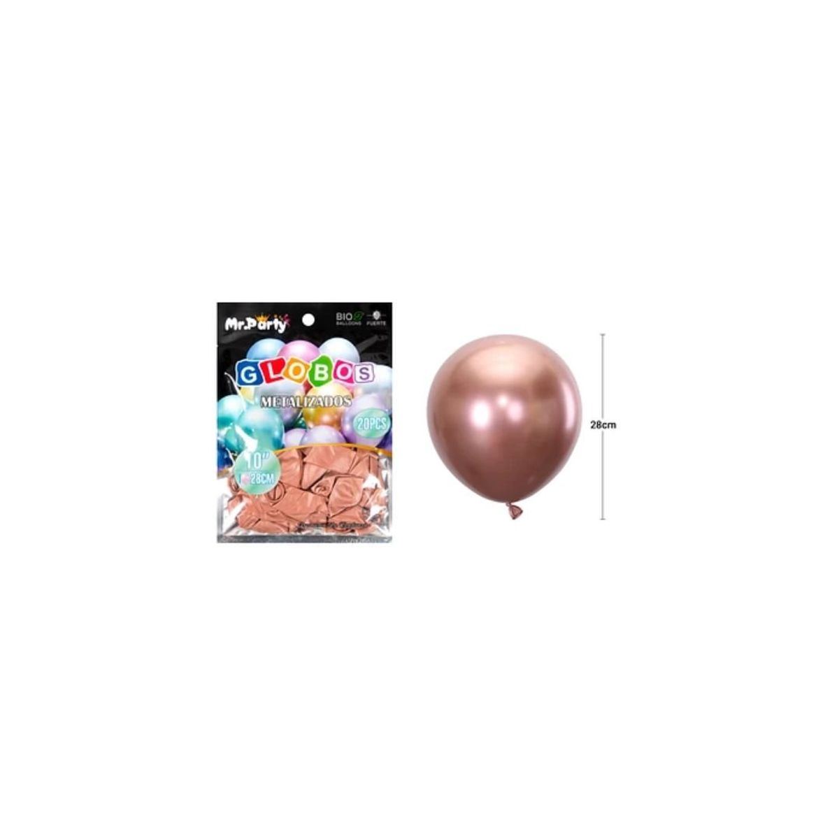 GENERICO - Globos De Látex Rosa Dorado Cromados Metalizados 28cm 20pcs