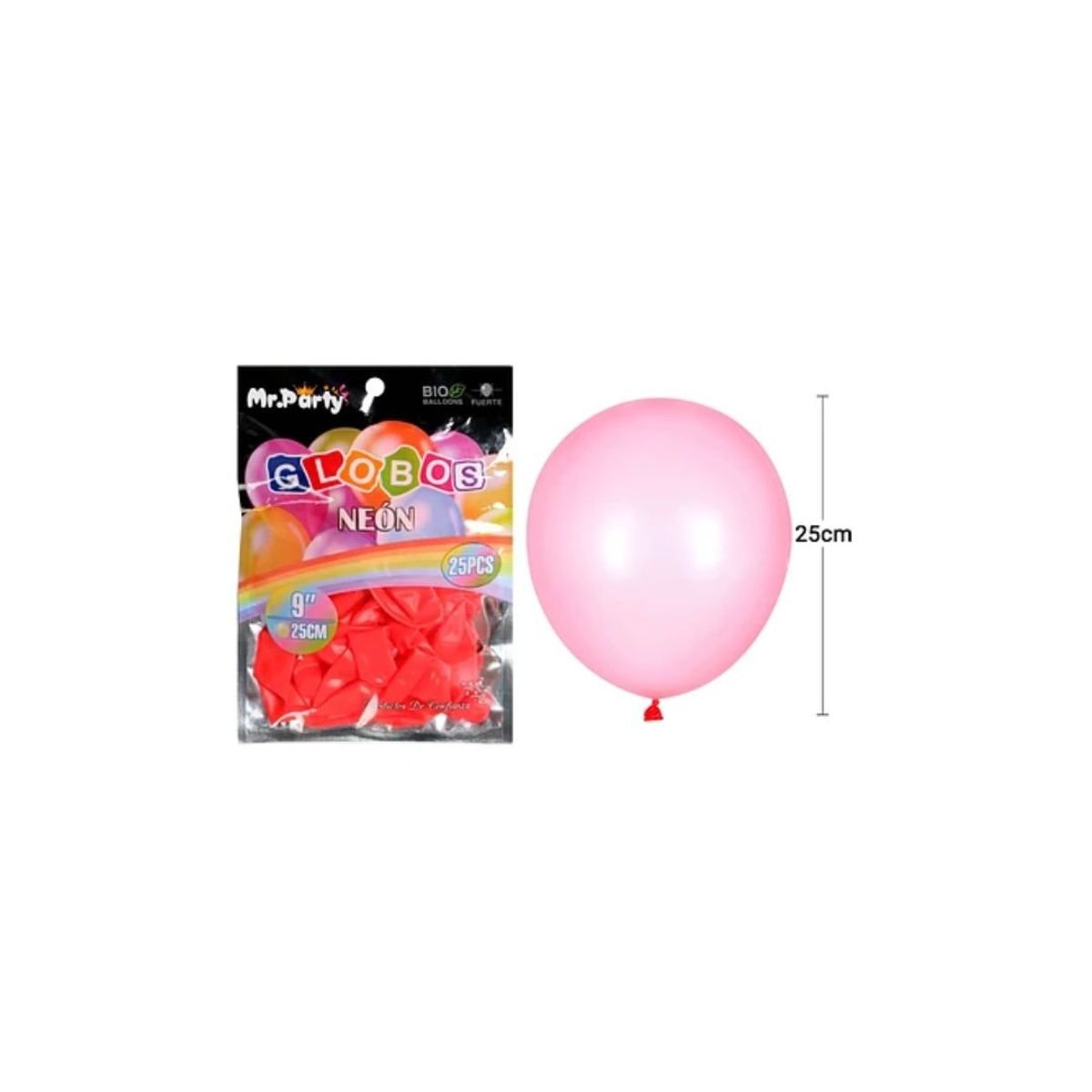 GENERICO - Globos De Látex Rojo Fluorescente 25cm 25pcs