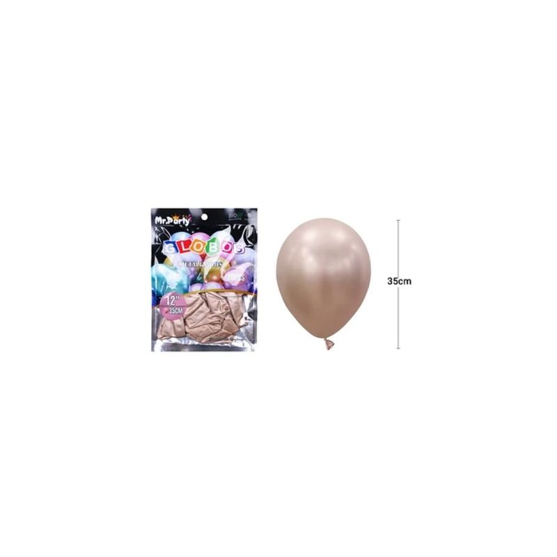 GENERICO - Globos De Látex Champagne Cromados Metalizado 35cm 20pcs
