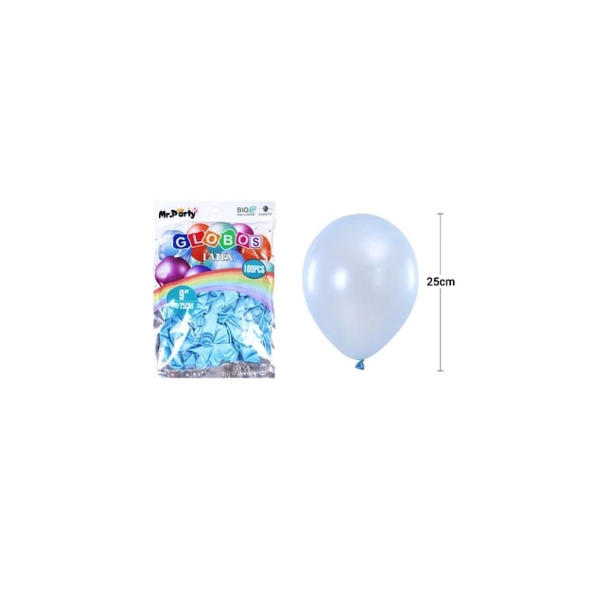 GENERICO - Globos De Látex Perlado Celeste 25cm 100pcs