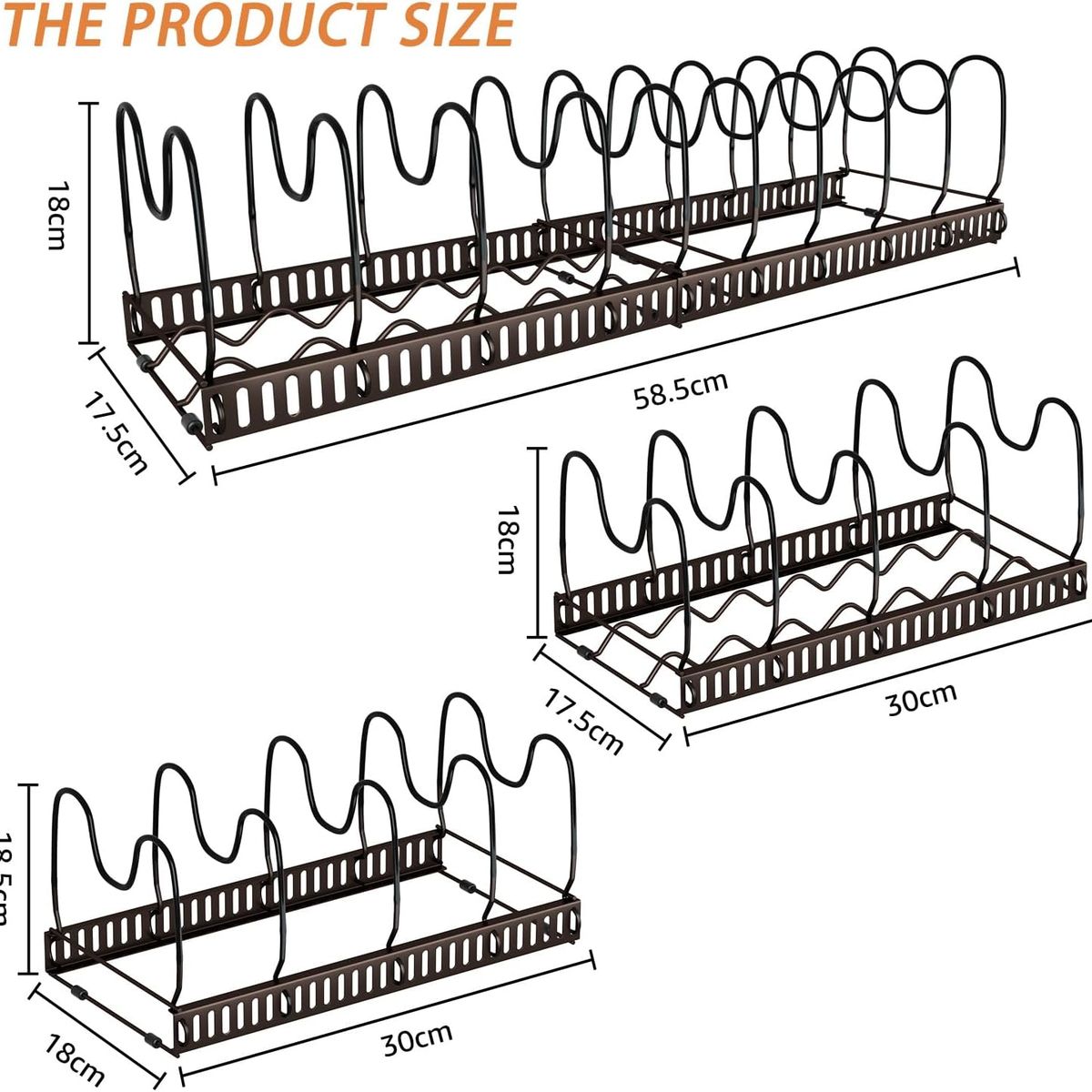 KUANGYE - Organizador Cocina, Sartenes y Ollas con 10 Compartimentos Ajustables
