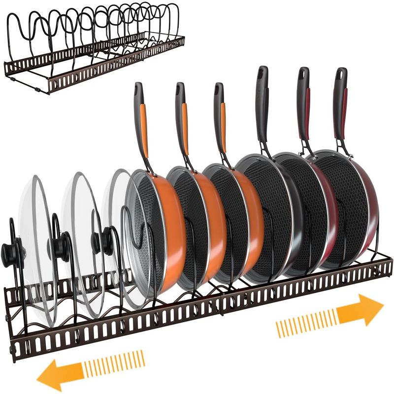 KUANGYE - Organizador Cocina, Sartenes y Ollas con 10 Compartimentos Ajustables