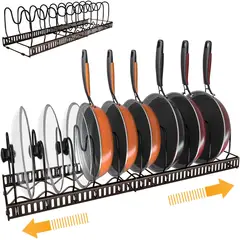 KUANGYE - Organizador Cocina, Sartenes y Ollas con 10 Compartimentos Ajustables