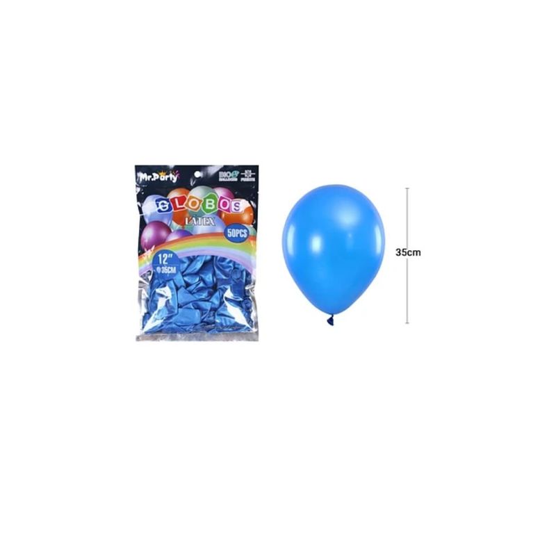 GENERICO - Globos De Látex Perlado Azul Oscuro 35cm 50pcs