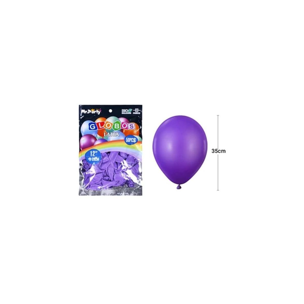 GENERICO - Globos De Látex Morado Mate 35cm 50pcs