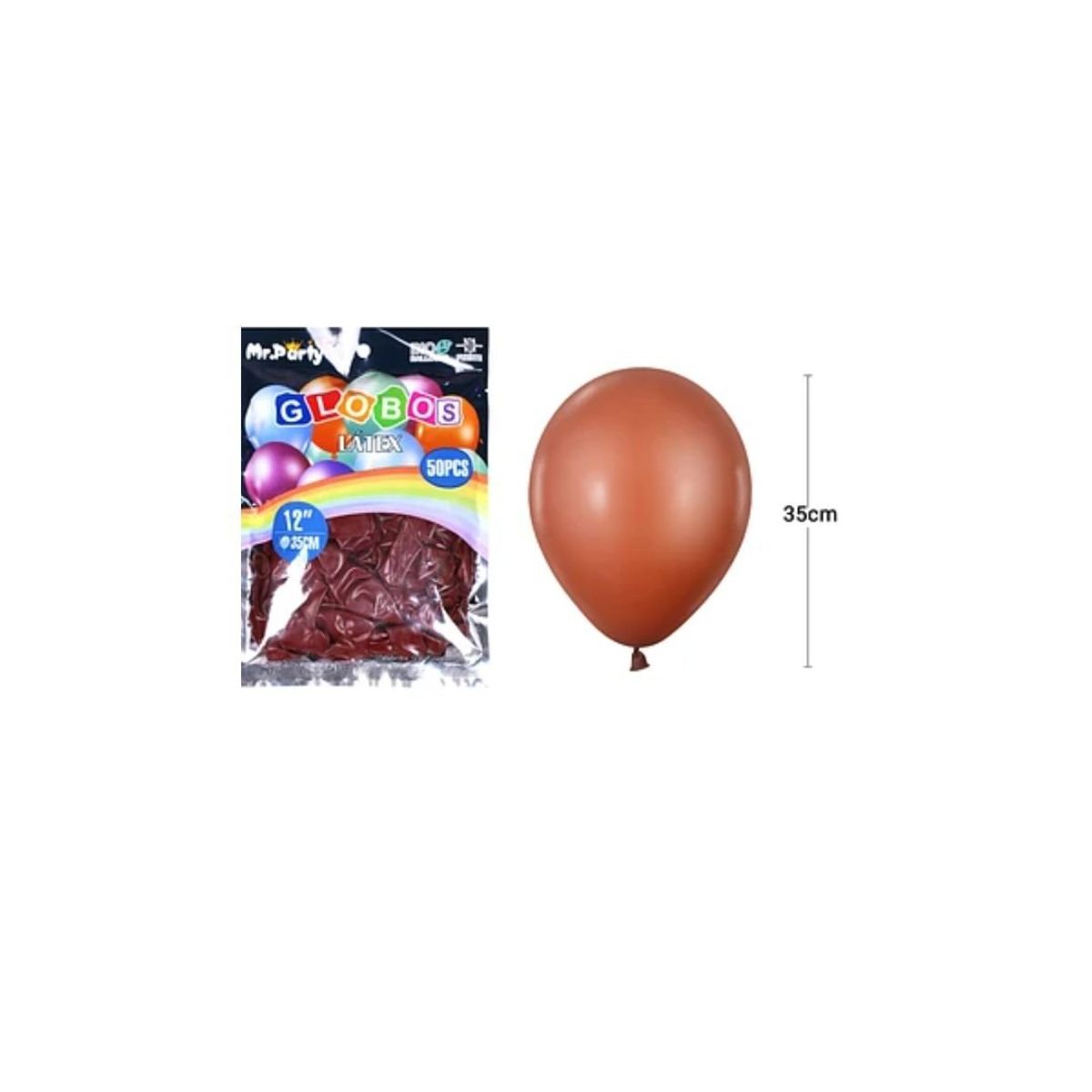GENERICO - Globos De Látex Café Mate 35cm 50pcs