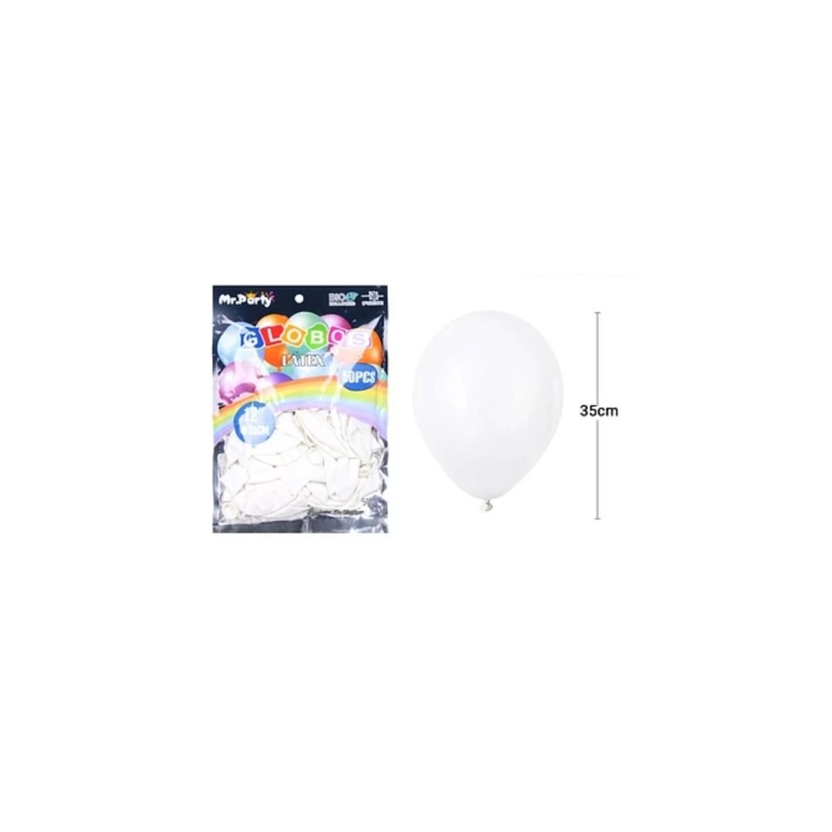 GENERICO - Globos De Látex Blanco Mate 35cm 50pcs