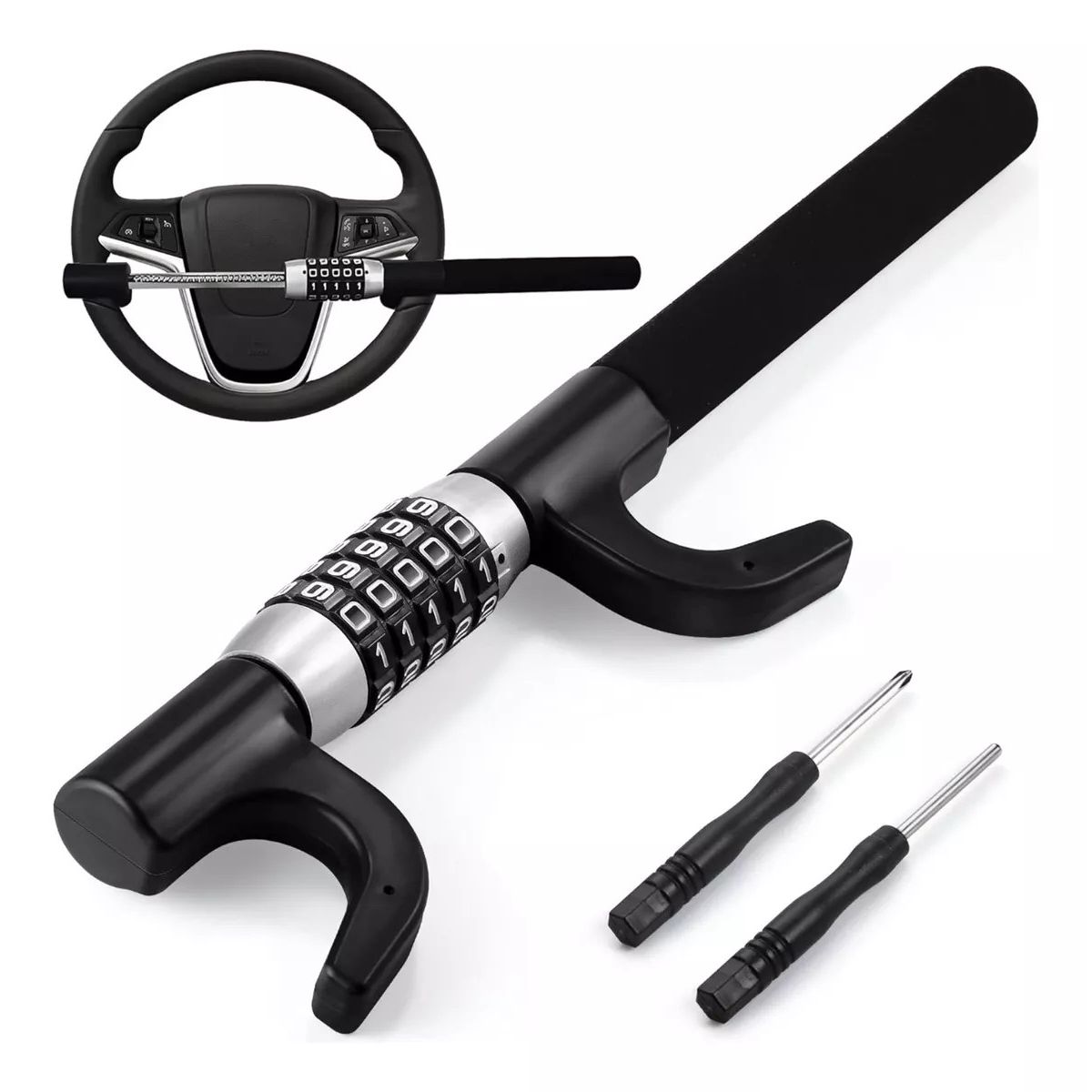 KUANGYE - Trabavolante Con Clave Universal Bloqueo De Volante