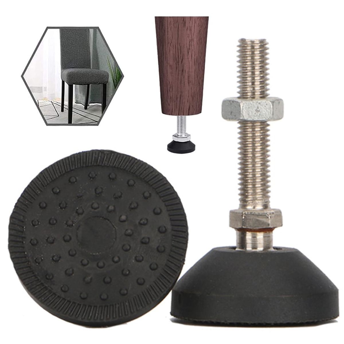 KUANGYE - Pies Niveladores Patas Regulables para Muebles M16 X 100mm