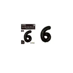 GENERICO - Globo Metálico Negro 40cm Número 6