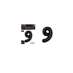 GENERICO - Globo Metálico Negro 40cm Número 9