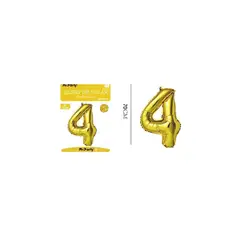 GENERICO - Globo Metálico Dorado 70cm Número 4