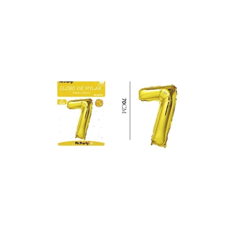 GENERICO - Globo Metálico Dorado 70cm Número 7