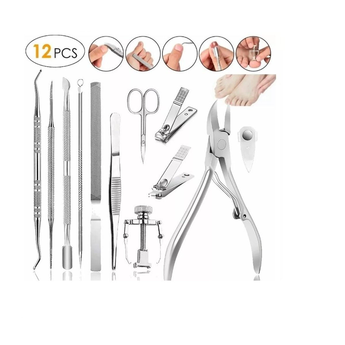 GENERICO - Kit De Podologia , Pedicura, Uñas Encarnadas Con 12 Piezas
