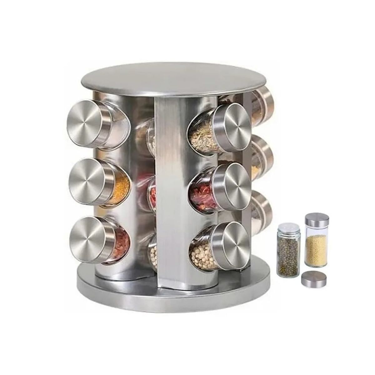GENERICO - Condimenteros Especieros Metalico Giratorio 12 Frascos Mix