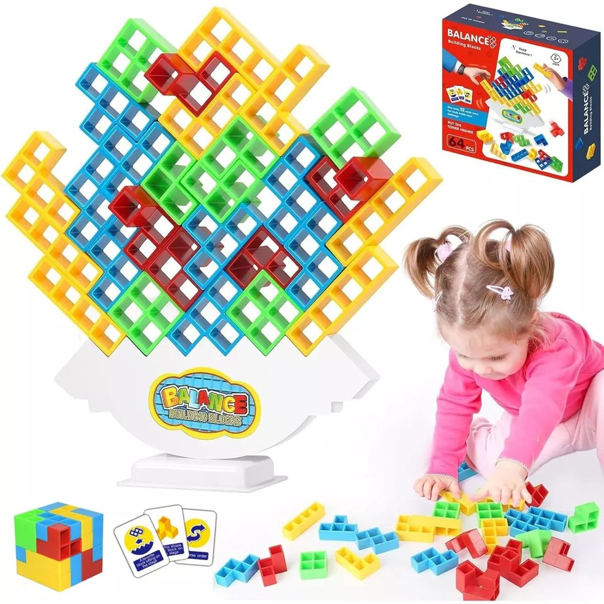 TNAKIEX - Juego De Bloques De Equilibrio Tetra Tower 64 Piezas