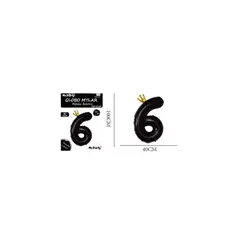 GENERICO - Globo Metálico Negro 100cm Número 6