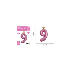 GENERICO - Globo Metálico Rosada 100cm Número 9