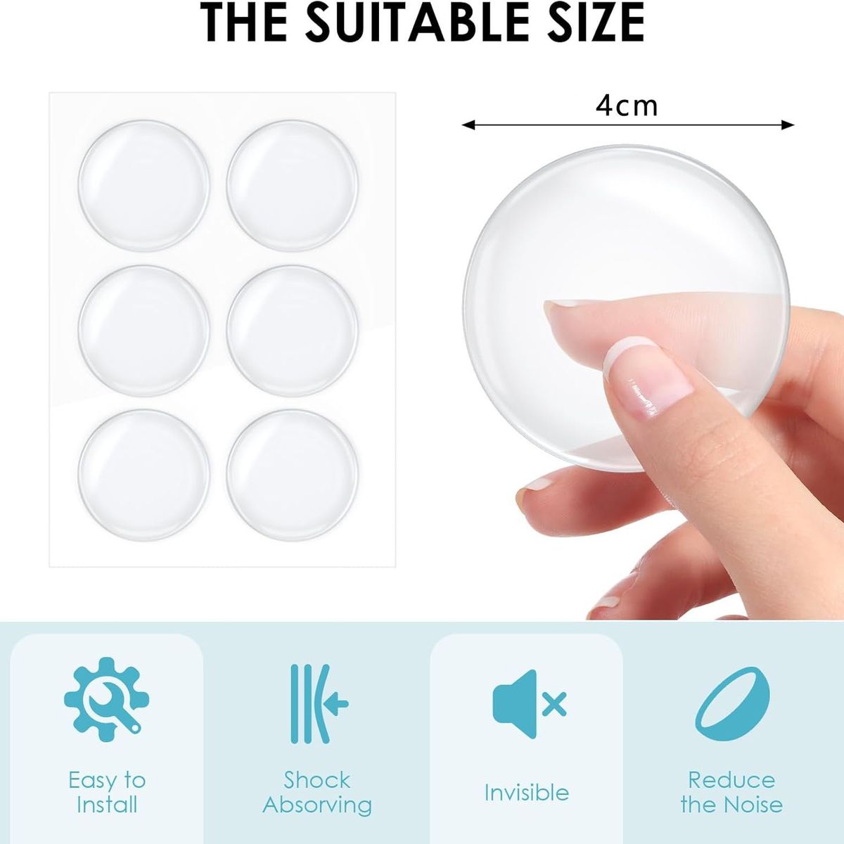 KUANGYE - Pack 6 Topes Puertas Protectores De Pared Adhesivos Silicona