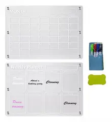KUANGYE - Pack 2 Pizarras Planner Mensual - Semanal, Imán Refrigerador