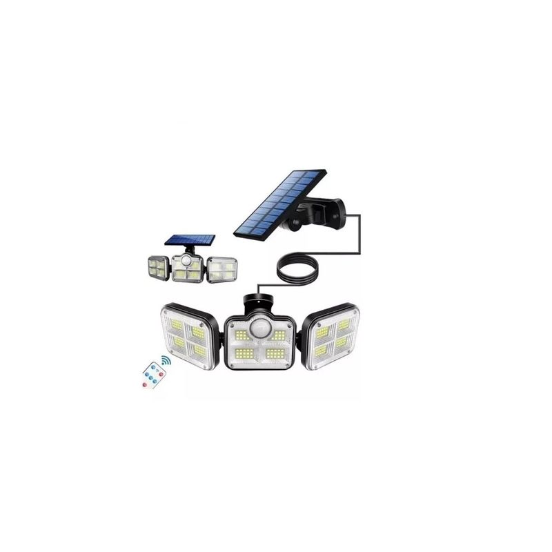GENERICO - Luz Solar Foco Triple Cabezal Con Sensor De Movimientos