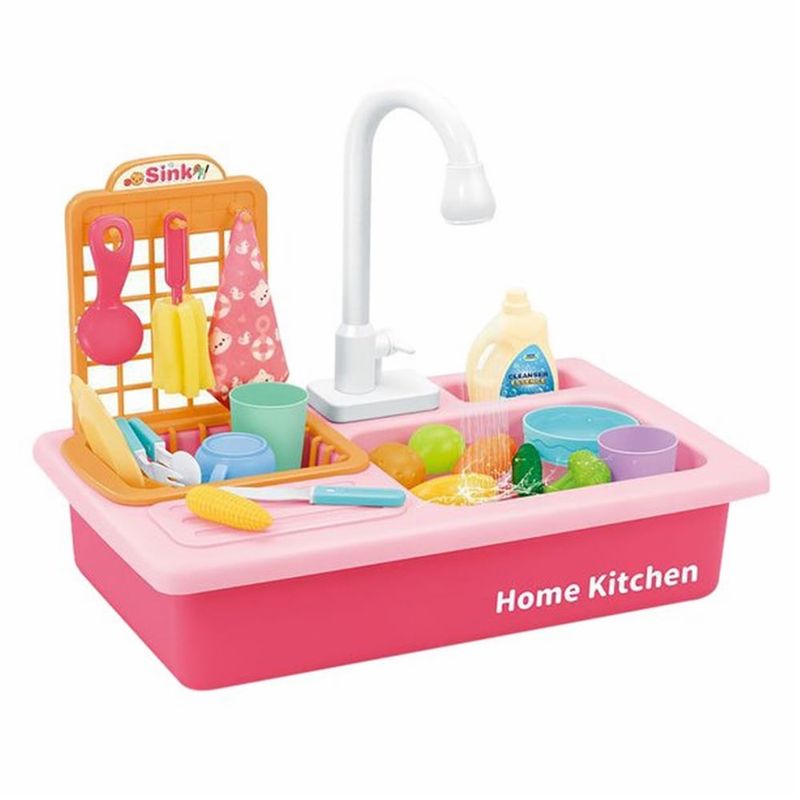 GENERICO - Set Lavaplatos Juguete Con Agua Rosa