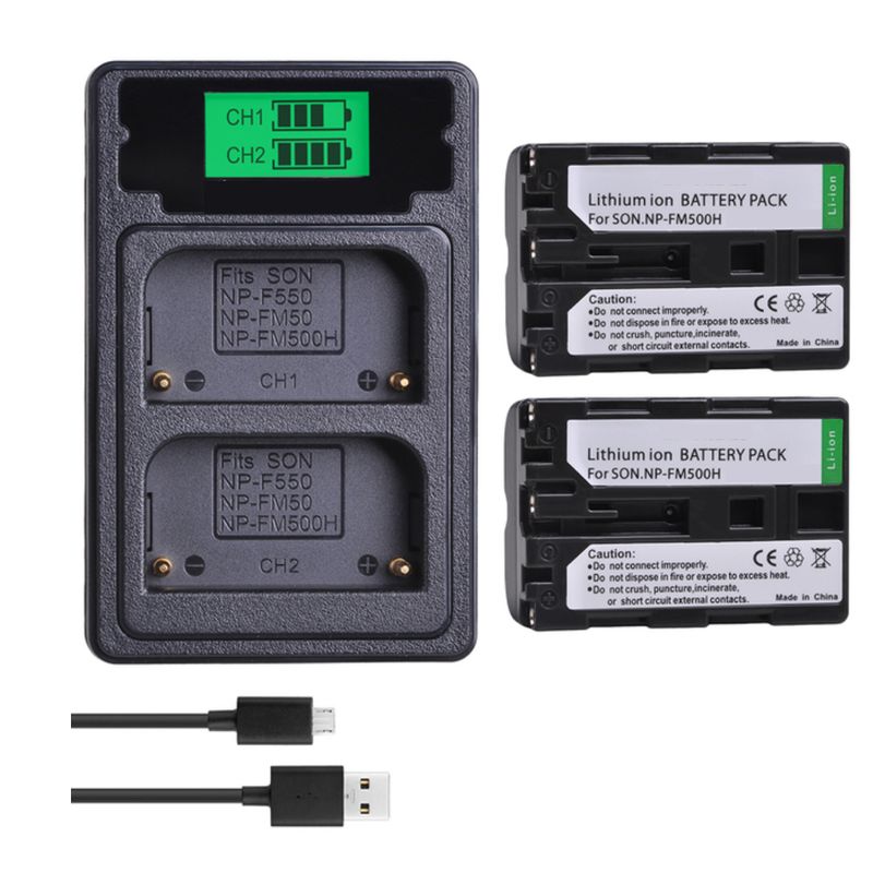GENERICO - 2 BATERÍAS NP-FM500H + CARGADOR DOBLE BC-VM10 ALTERNATIVO SONY