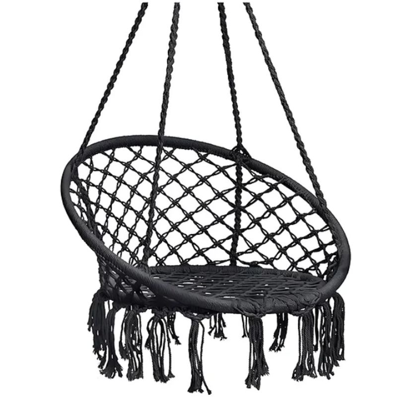 GENERICO - Hamaca Silla Colgante Redonda Sillon Exterior Interior Negro