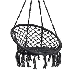 GENERICO - Hamaca Silla Colgante Redonda Sillon Exterior Interior Negro