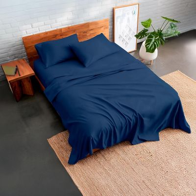 Imagen 2 del producto Sabanas De Algodon 800 hilos Premium 1.5 Azul + Fundas