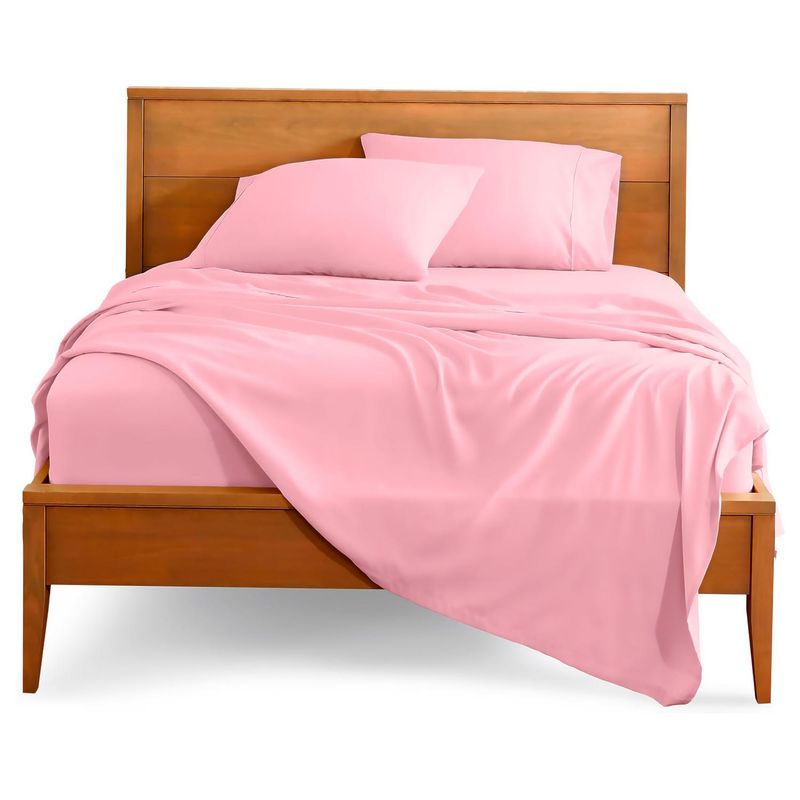 GENERICO - Sabanas De Algodon 800 hilos Premium 1.5 Rosa + Fundas