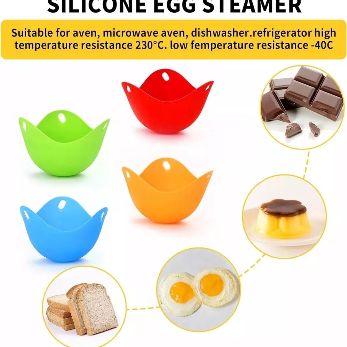 KUANGYE - Pack X4 Moldes De Silicona Para Huevos Pochados Escalfados