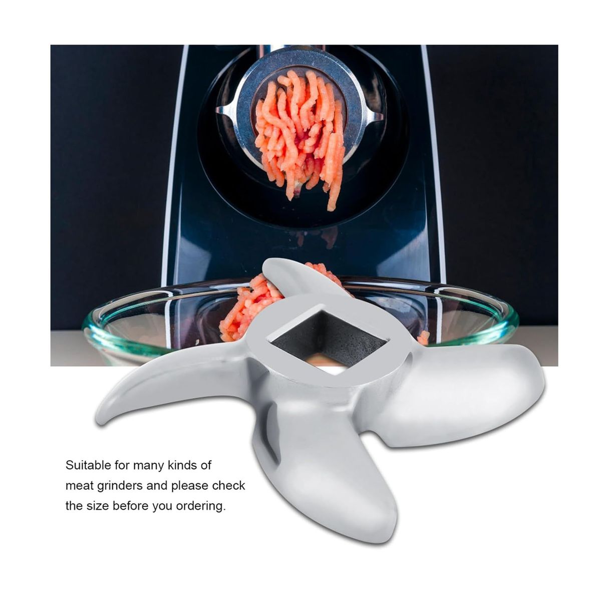 KUANGYE - Cuchillo Para Moledora De Carne 12mm Acero Inoxidable