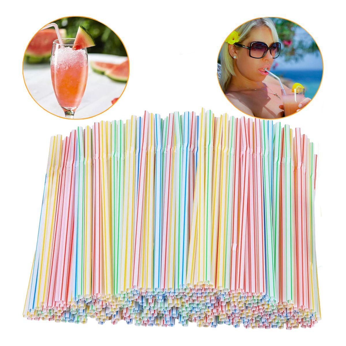 GENERICO - Bombilla Pajita 100% Reutilizable Colores X 200 Unidades Pcz