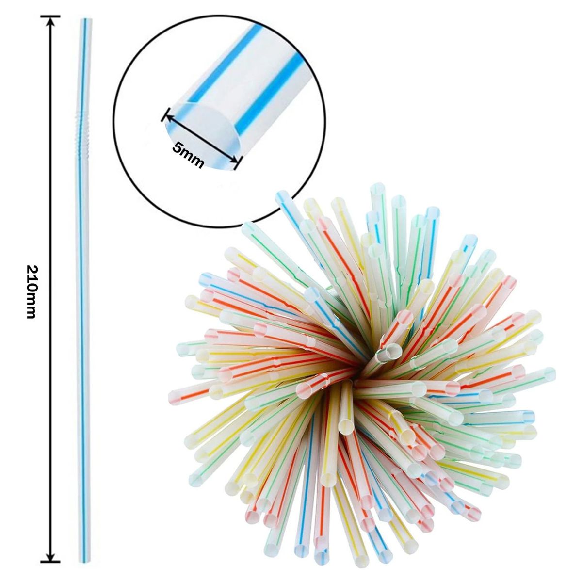 GENERICO - Bombilla Pajita 100% Reutilizable Colores X 200 Unidades Pcz